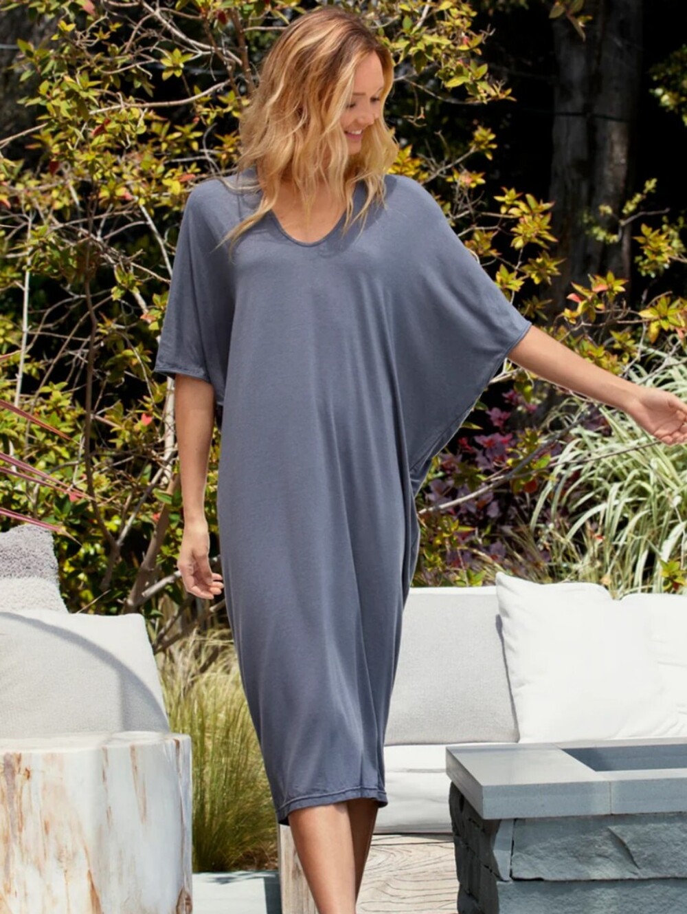 Barefoot Dreams luxe Milk Soft Jersey One-Size Plus Long Topper DressGray Sz XL